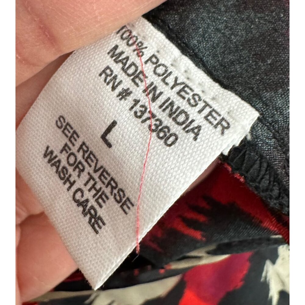 Live 4 Truth super wide Animal Print satin pull on pants red black 90s sz L - Picture 9 of 9